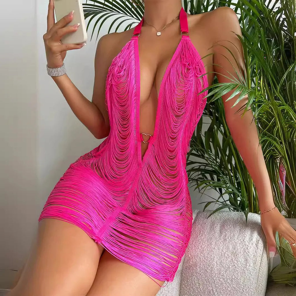 Vestido Mini Verão 2026 com Franjas – Sensual & Impactante