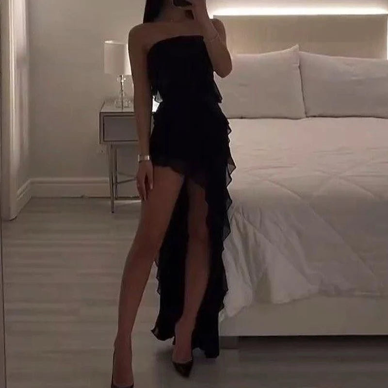 Vestido Midi Feminino Tomara que Caia com Fenda – Várias Cores Disponíveis