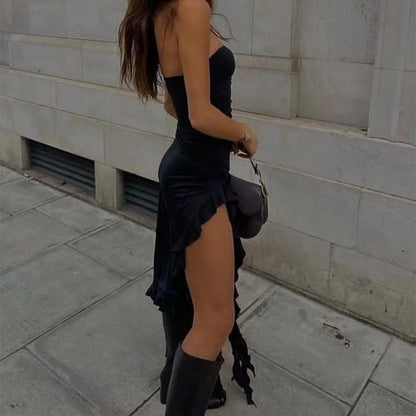 Vestido Midi Feminino Tomara que Caia com Fenda – Várias Cores Disponíveis